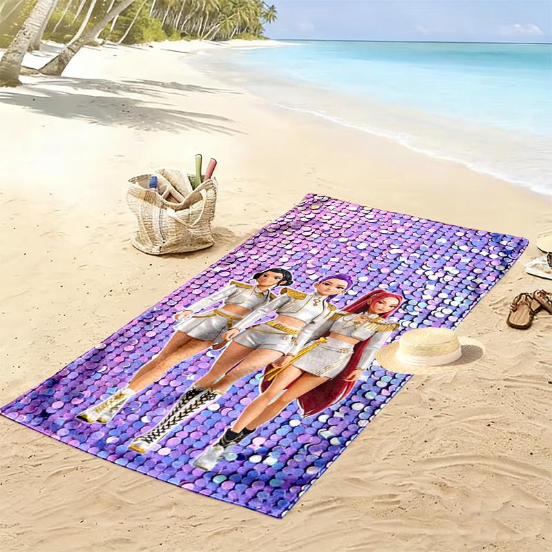 Kpop Demon Hunters Beach Towel Perfect for Travel, Outdoor Activities, Swimming, Camping, Hiking