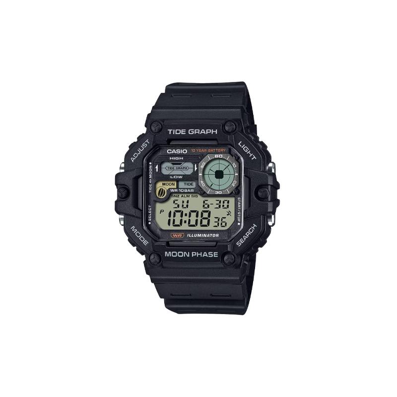 Casio СТАНДАРТНАЯ серия 100 метров водонепроницаемые модные спортивные кварцевые часы с полимерным ремешком мужские черным циферблатом WS-1700H-1AJF