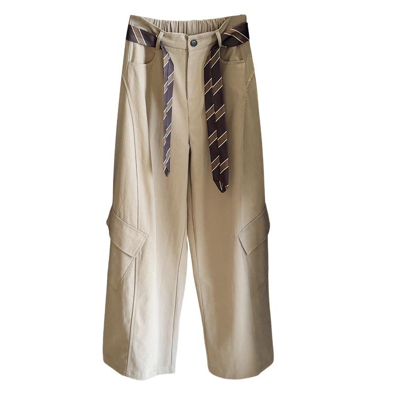 Retro Loose Wide-leg Tooling Casual Pants Women's Autumn New Elastic Waist Thin Versatile Scimitar Pants