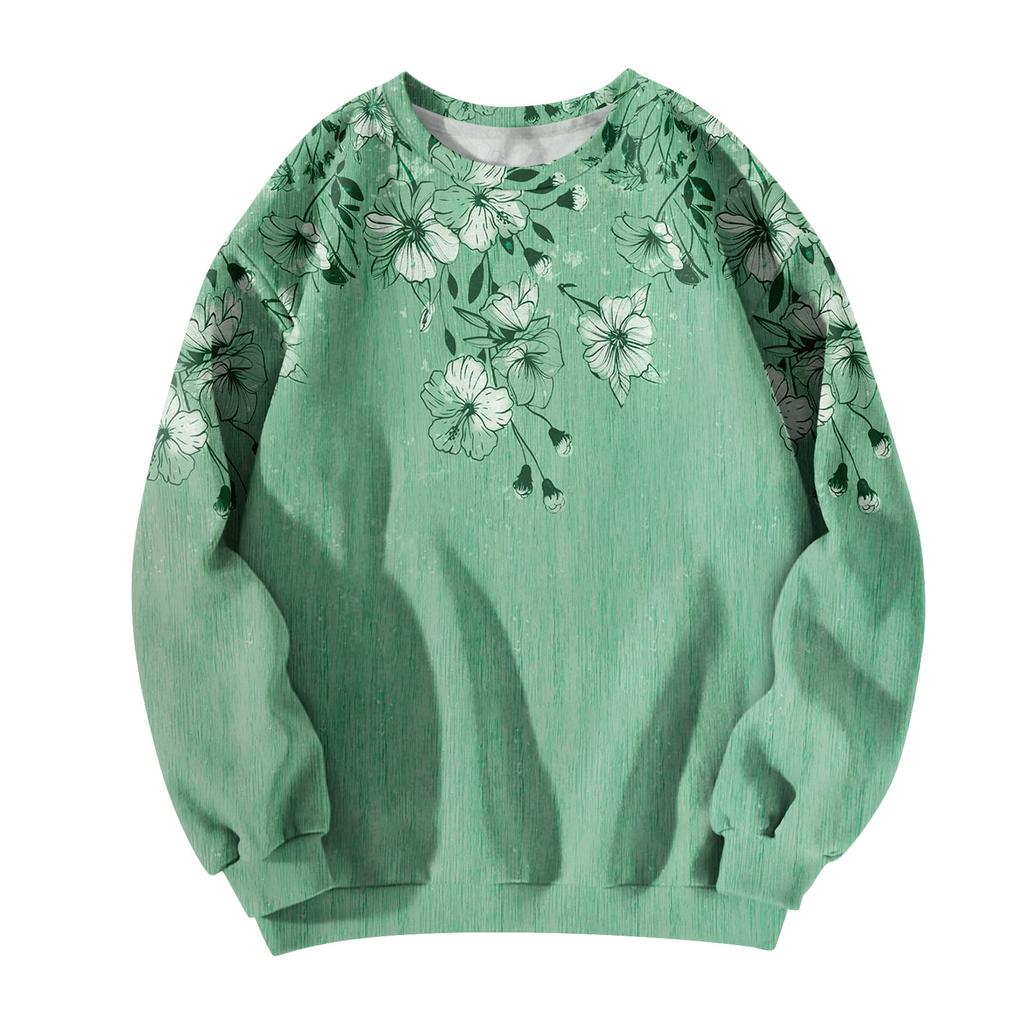 Женские топы Женский свитшот с длинным рукавом Повседневный с круглым вырезом Свободного кроя Пуловер Флисовые топы