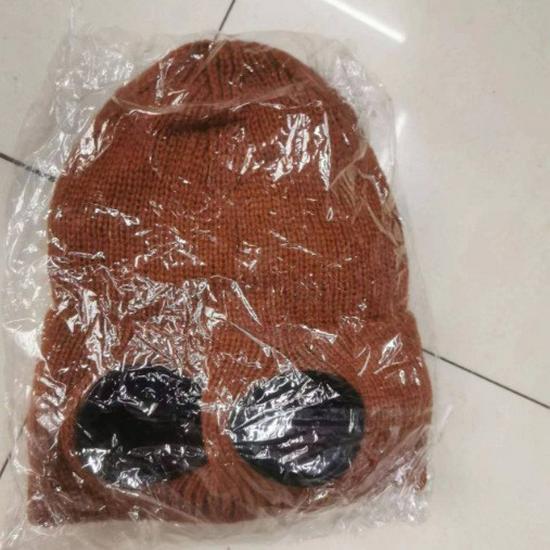 Унисекс Шерстяная Вязаная Шапка с Очками, На подкладке из бархата для тепла и ветрозащиты при катании на лыжах