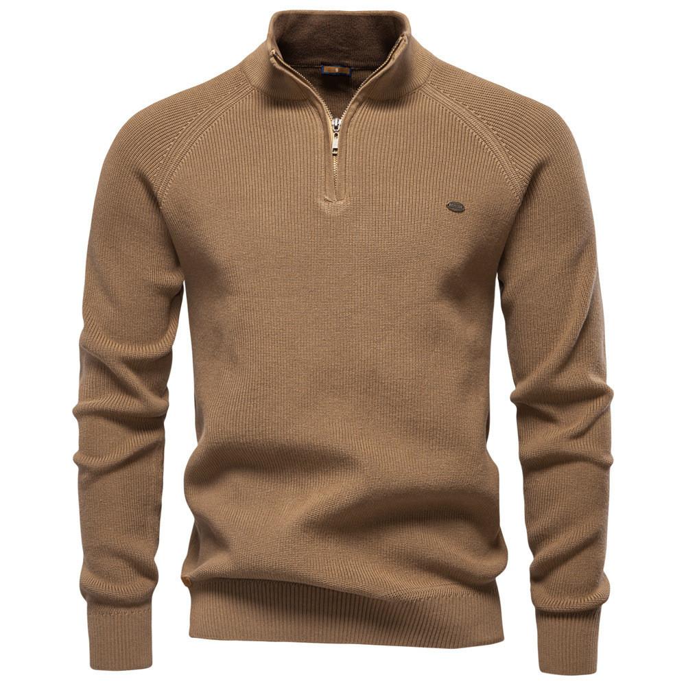 Mens Autumn Crewneck Sweater With Stretch Cotton Blend For Casual Urban Style