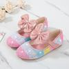 Little Girl Leather Shoes Rainbow Sequins Versatile Children Princess Shoes with Bowtie Spring Autumn Fashion Kids Party Shoes