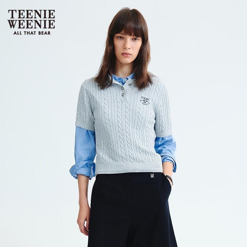 Женский трикотажный свитер поло с коротким рукавом в стиле преппи от Teenie Weenie