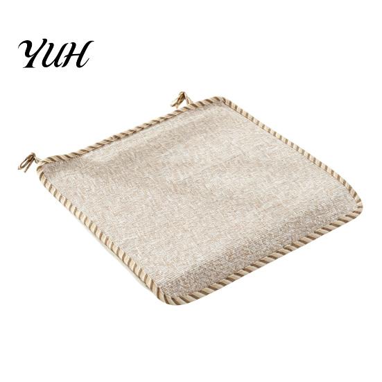 Minimalist Chair Mats for Study Cotton Linen Pad with Ties, Striped Plaid Mat French Pastoral Style Seat Pads Lace Trim, Breathable Dining Office