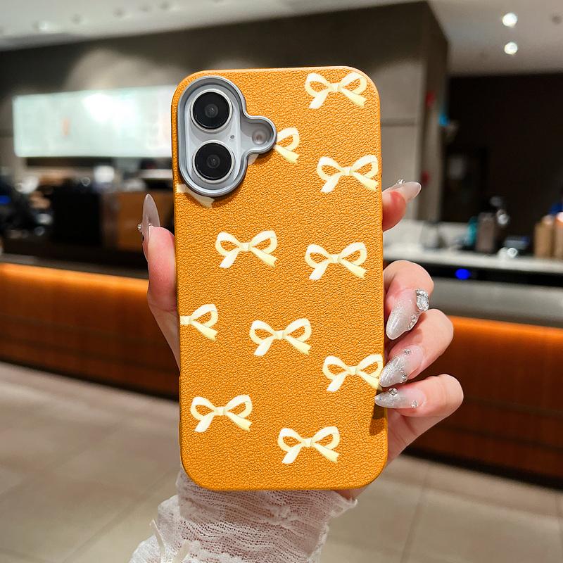 Тонкий чехол из кожи TPU с принтом банта для iPhone 16, 15, Pro Max, 14, Pro, 13, 12, 11, противоударный, мягкий, матовый чехол для телефона