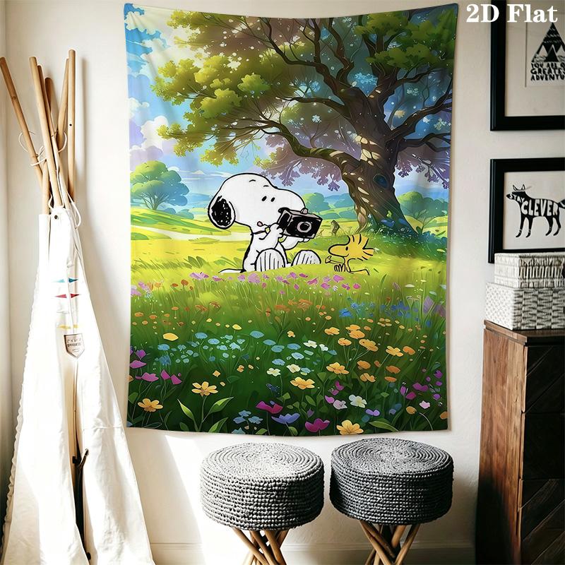 Snoopy Woodstock Garden Tapestry Fashion Print Background Cloth Wall Decoration Christmas Gift Background Wall Hanging Cloth