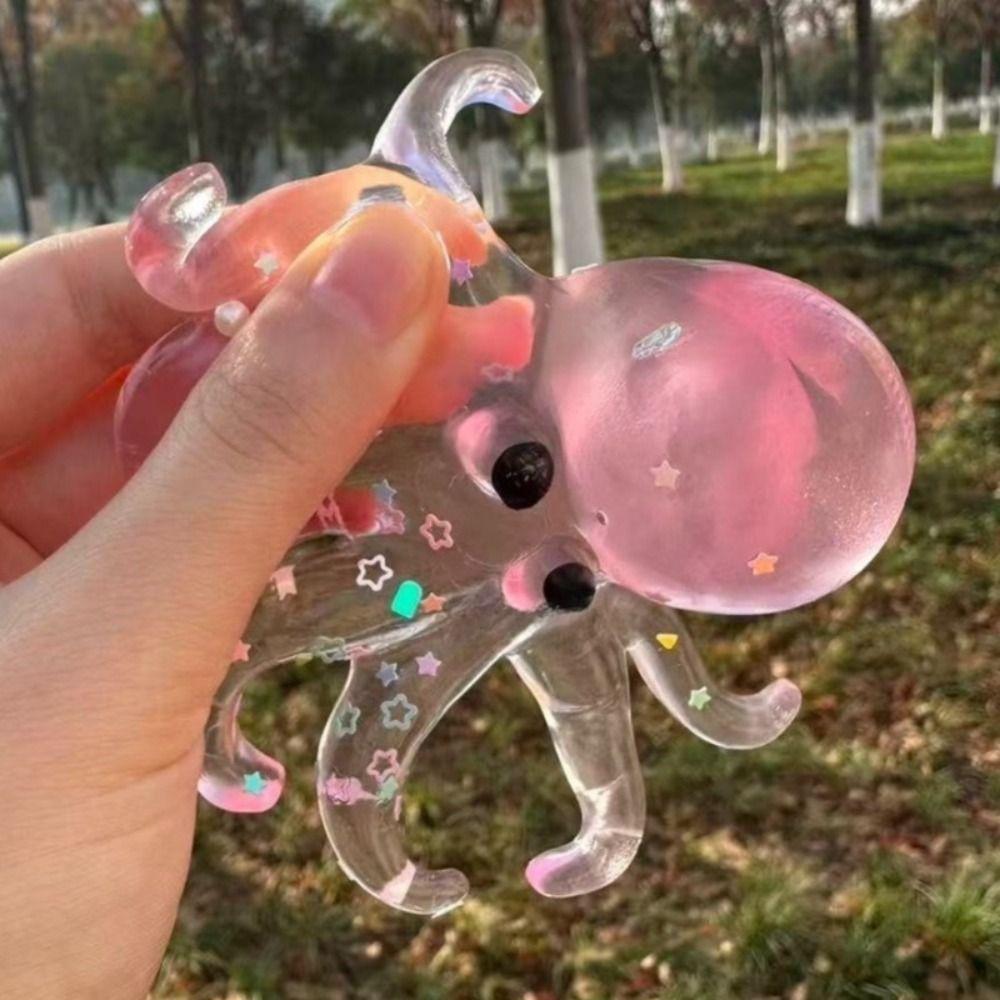 Sugar Filled Glitter Octopus Squishy Simulation Stress Relief Toy For Stress Anxiety Relief