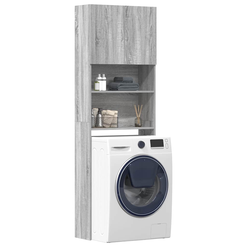 Washing Machine Cabinet Gray Sonoma 64 x 24 x 190 cm Engineered Wood