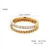 Korean Fashion Personality Cold Style Senior Sense Of Stainless Steel 18K Gold-Plated With Diamonds Double Layer Ring Female