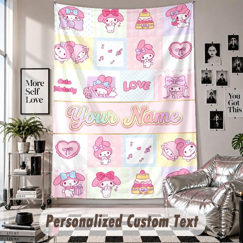 Custom Tapestry Wall Hanging, My Melody Personalized Name Text Home Wall Decor