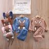Children's Autumn and Winter Pajamas with Cartoon Bear Flannel Set of Home Clothes