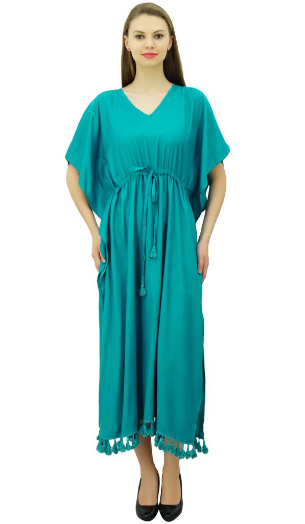 Bimba Женский длинный макси кимоно кафтан вискозный ночной халат с кисточками и завязками