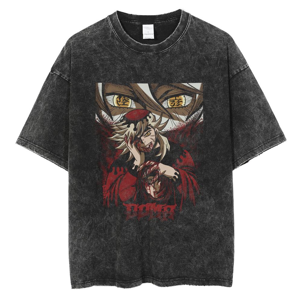 Anime Demon Slayer Tanjirou Nezuko Zenitsu Inosuke Cute Graphic Tshirt Men Women Washed Cotton T-shirts Harajuku Male Manga Tops