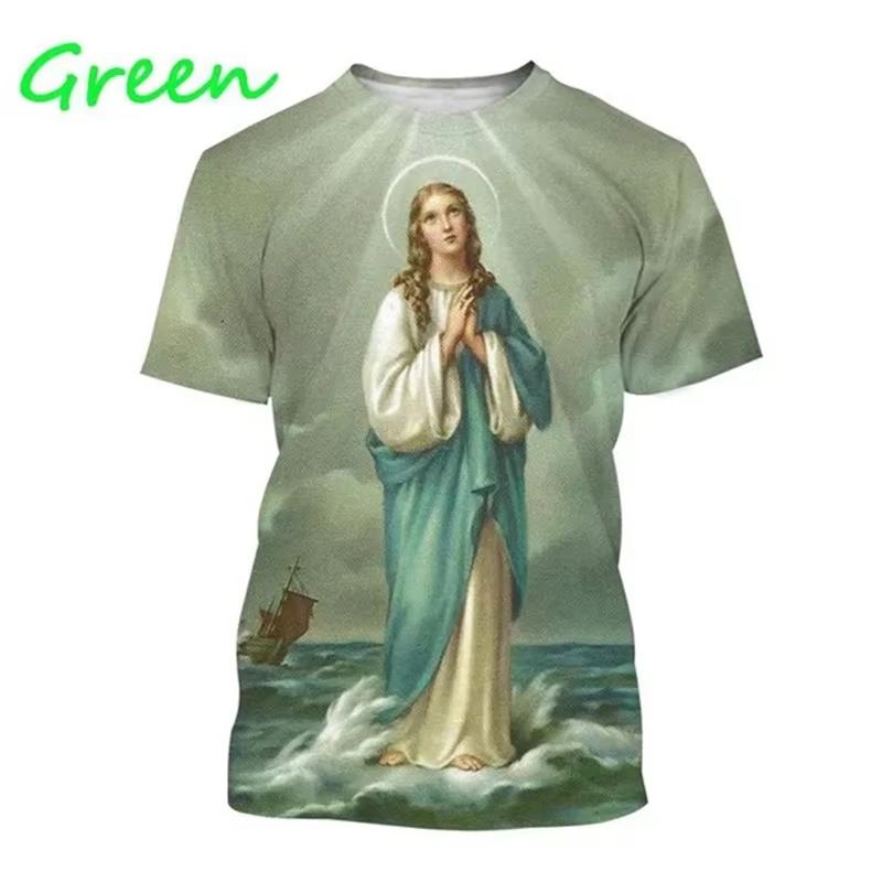 Easter Virgin Mary Goddess of Mercy 3D Print T-Shirt Christian Blessed Jesus God Tee Female Style Clothing Short Sleeve Tops Tee