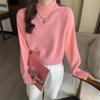Kuz va qish yangi oddiy va ko'p qirrali bir rangli yarim bo'yinli ayollar qisqa moda taglik trikotaj sviter to'lqini