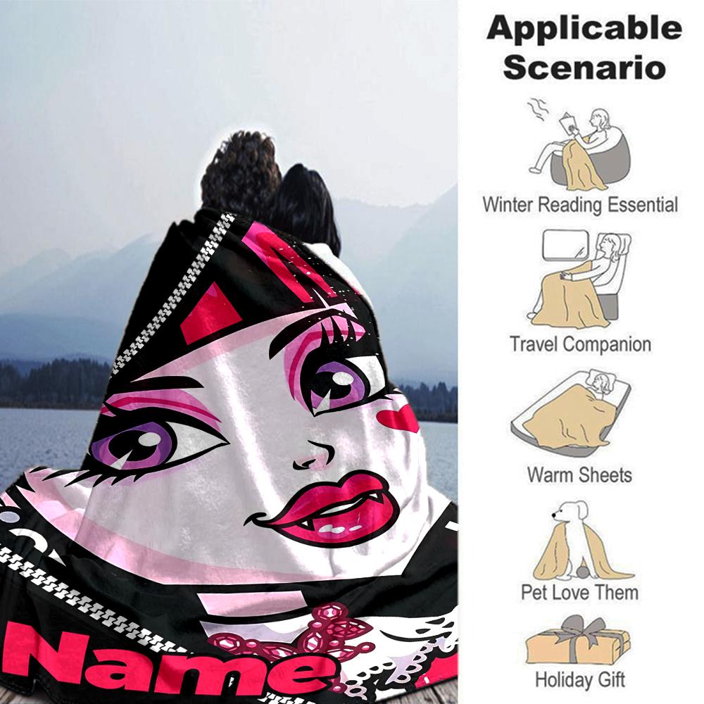 Customiz Name Personality Monster High Blanket Soft &Warm Sofa Office Bed Travel Lunch Break Blanket, Gift Suitable All Seasons