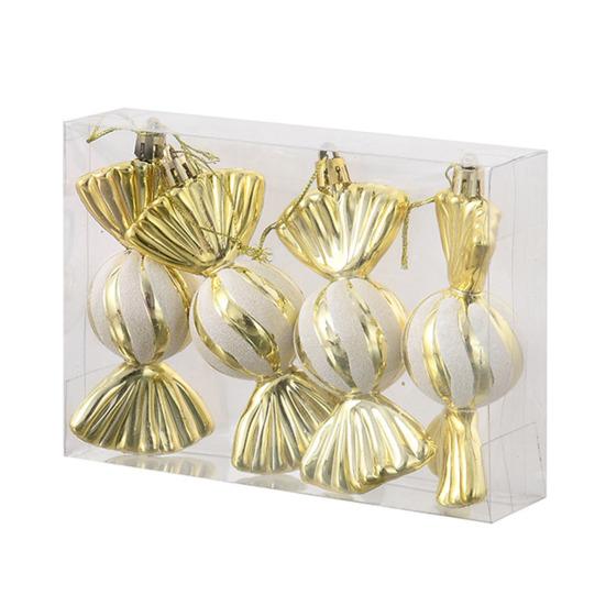 4 шт. Рождественские украшения из конфет, блестящие подвесные украшения из конфет, яркие цветные конфетные подвески для украшения рождественской елки