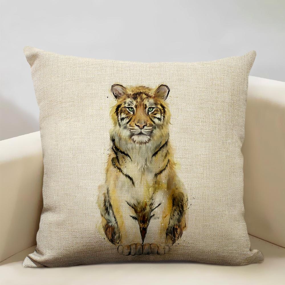 Портрет животного Медведь Лев Тигр Олень Наволочка Декор дома Льняная наволочка 45x45см Наволочка для диванной подушки Детский подарок