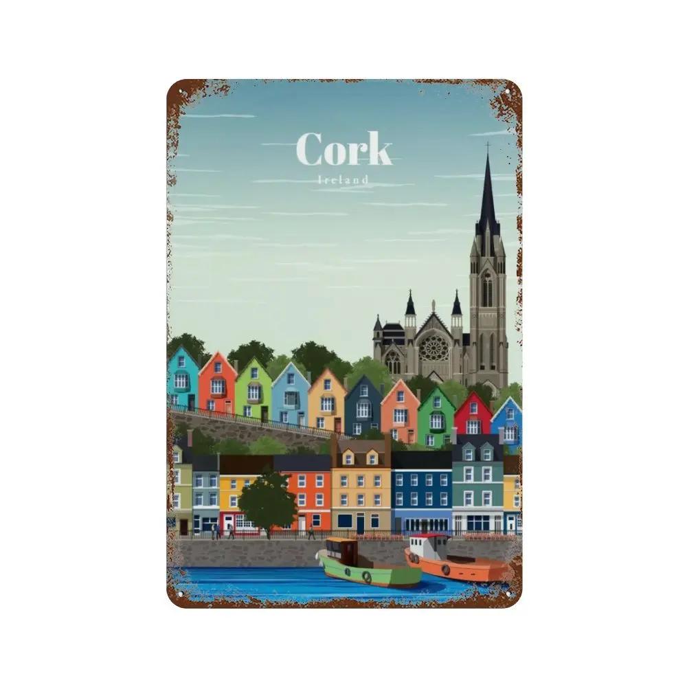 Амстердам Лондон Исландия Бали Путешествия Плакат Металлическая Жестяная Вывеска Табличка Ретро Таблички Для Клуба Человек Пещера Бар Отель Домашний Кафе Настенный Декор