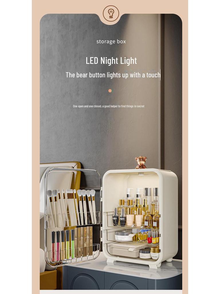 Вместительный пылезащитный ящик для хранения косметики с зеркалом для туалетного столика.