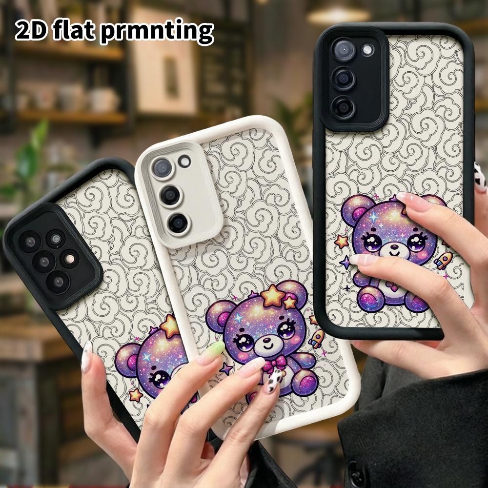 Phone Case: 2D Flat Samsung Galaxy A34 A35 M05 M06 S20 S22 S21 FE Plus 5G Protective Case, Purple Galaxy Teddy Bear, Christmas and Halloween Gift