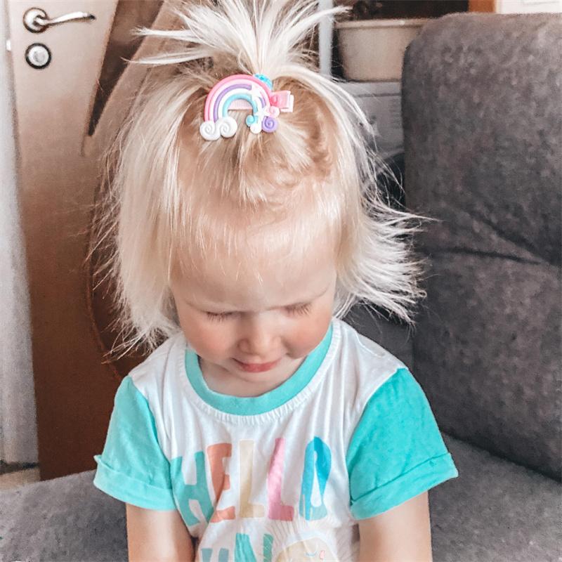 Real Shot New Cute Girl Cloud Lollipop Rainbow Hairpins Cartoon Bobby Pin Hair Clips For Girls Children Headband Kids Accessories
