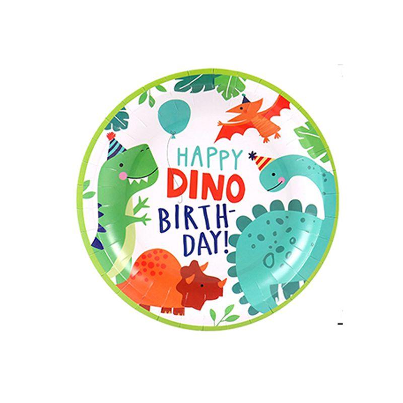 Dinosaur Cartoon Party Birthday Supplies Tableware Plates Cups Banner Tablecloth