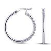 Real 925 Sterling Silver Jewelry Round Shaped Textured Click Top Hoop Earring for Women Girl 40 MM