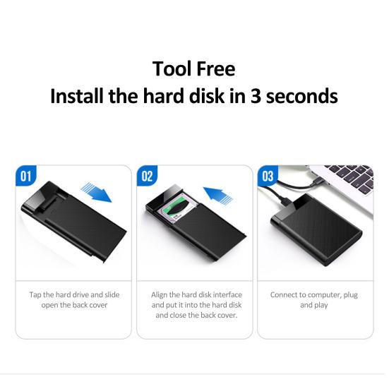Корпус для HDD Plug and Play 2,5 дюйма Без инструментов Мобильный жесткий диск Переносной бокс Защитный пластик USB3.1 SATA SSD Корпус Компьютер