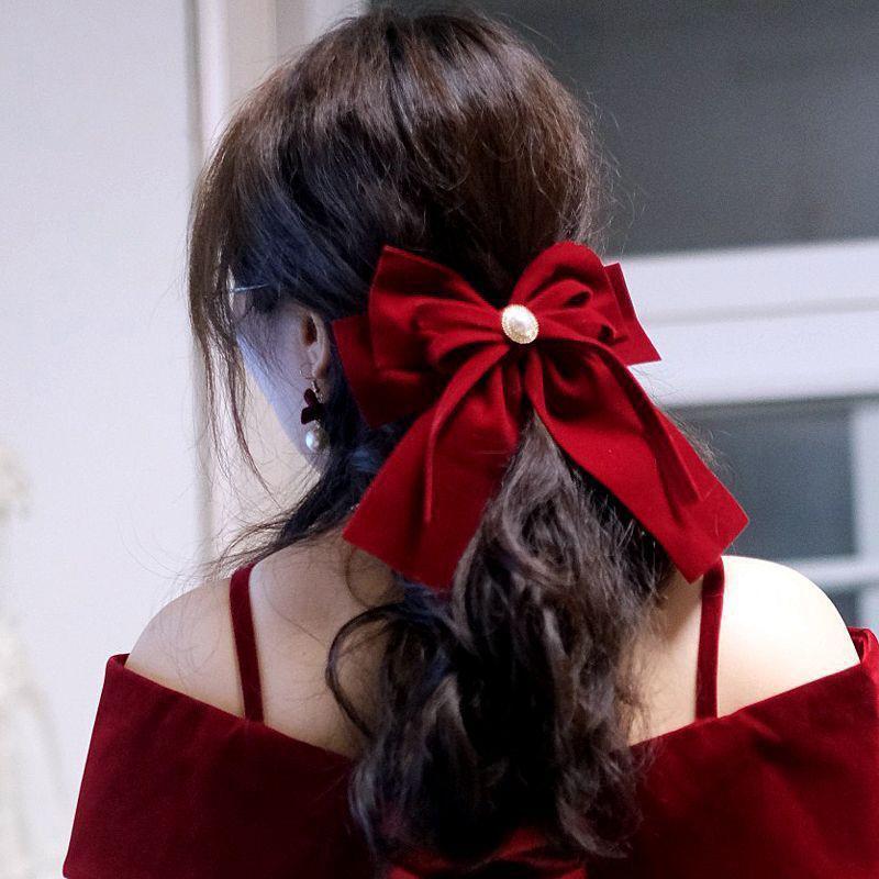 Elegant Velvet Bow Hair Clip Ribbon Bowknot Ponytail Barrette Hair Pin Women Girls Wedding Party Hair Accessories