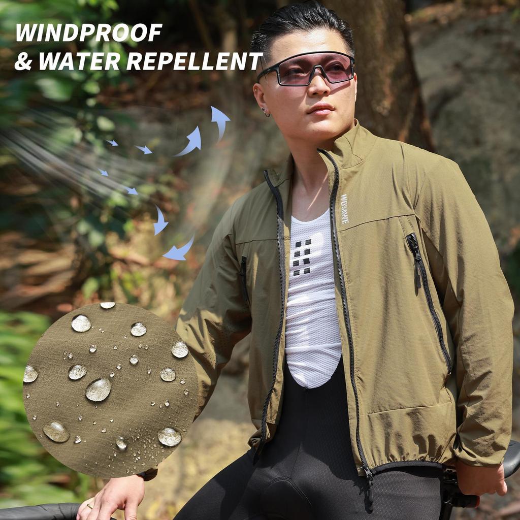 Wosawe Мужская и женская куртка для шоссейного горного велосипеда, ветрозащитная, водонепроницаемая, дышащая, солнцезащитная, светоотражающая, для ночного бега, для велоспорта, ветрозащитная куртка