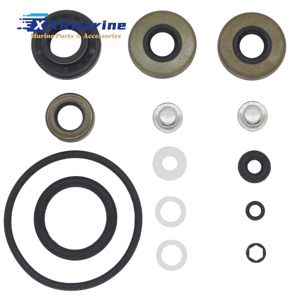 Lower Unit Gearcase Seal Kit with Drain Screws Fits for OMC Johnson Evinrude Outboard Motor 396350 0396350 777568 0777568