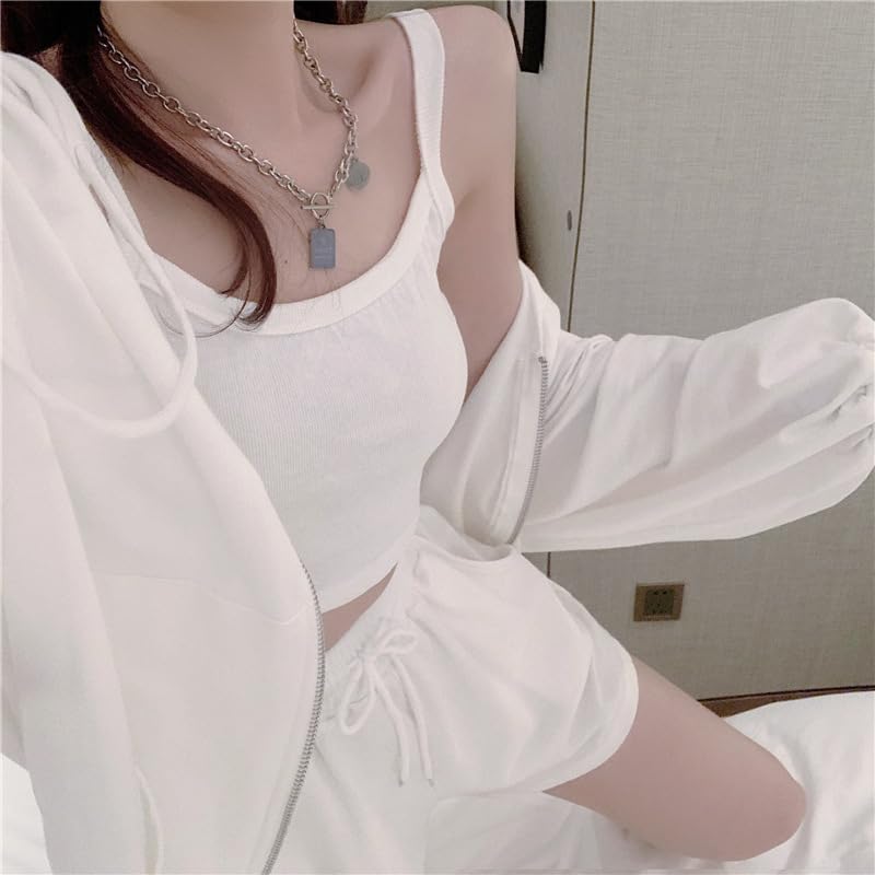 Корейский комплект для дома Топ и низ Комплект Худи Майка Шорты Свитшот Весна Лето Спортивная одежда Домашняя одежда Милый Удобный [NOLCCTN] 3 предмета Женский