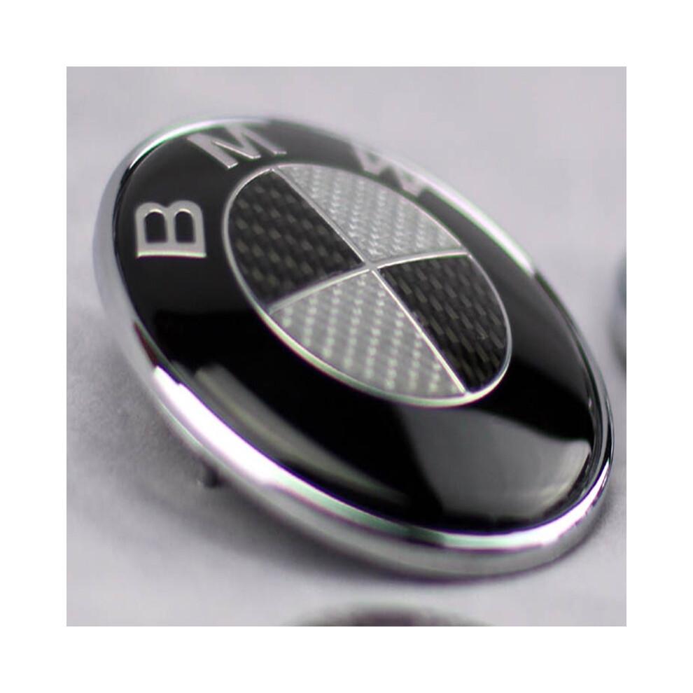 Carbon 1pcs Replacement For Bmw Emblem 82mm For Front Hood Trunk Badge Logo