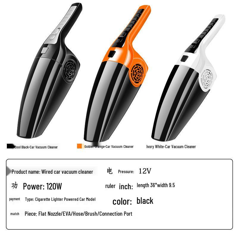 Высокомощный автомобильный пылесос 120 Вт - Для влажной и сухой уборки с сильным всасыванием и HEPA-фильтром