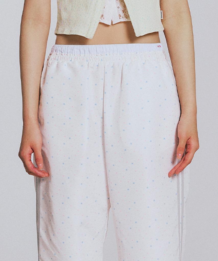 YOUHEE Star Pattern Layered Banding Track Pants_White