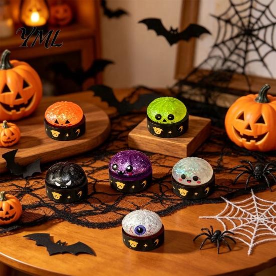 Kawaii Ghost Shaped Toys Halloween Bun Stress Ball, Glitter Slow Rising TPR Fidget Toy Reducing Gag Gifts with Steamer, Cute Spooky Squeeze