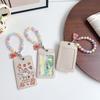 Cute Capybara Card Holder Leather Bag Pendant Student Meal Card Double Card Slot Bus Card Protective Cover Gift
