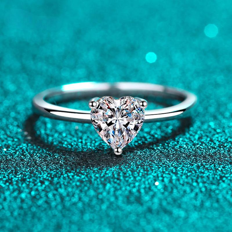Белое золото 0,5 карата 5 мм, кольцо с муассанитом в форме сердца для женщин, S925, твердое серебро, обручальное кольцо с бриллиантами, роскошные ювелирные изделия GRA