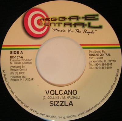 7-дюймовая пластинка SIZZLA - Volcano RC107 Reggae Central 2002 Ямайка Регги, Ска и Даб Б/У