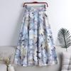 Summer Chiffon Skirt Long Plus Size Skirt Floral Big Swing Female Beach Skirt Long Skirt Women's A-line Skirt