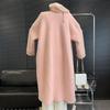 Women's Mink Fleece Cardigan Jacket Autumn and Winter Midi Beaded Knitted Cardigan Loose Casual Over-the-knee Knitted Sweater Coat