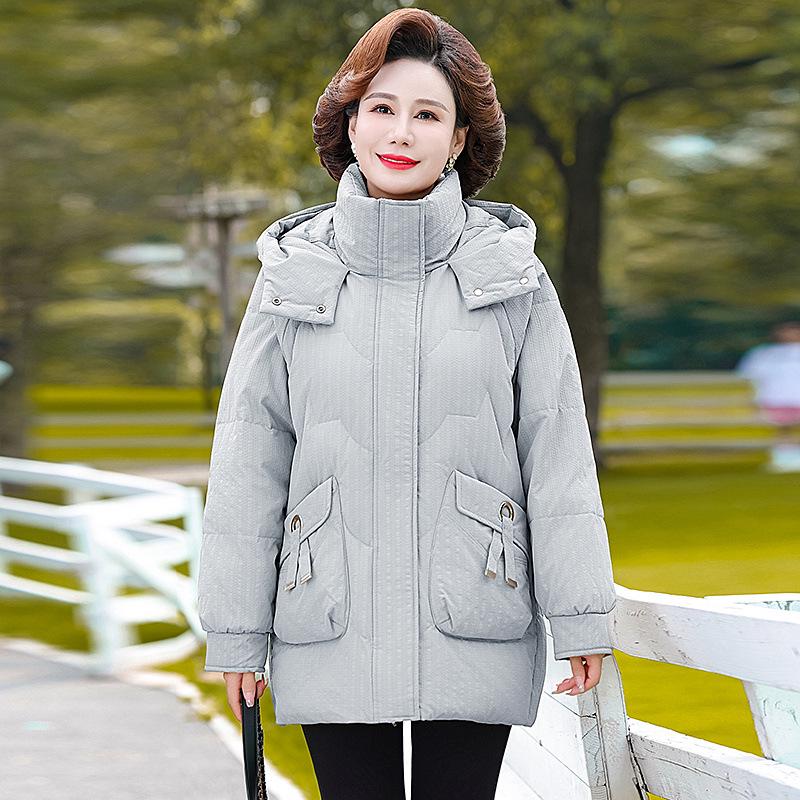 Mom's 2023 Fleece-Lined Winter Jacket - Mid-Length Cotton-Padded Coat for Middle-Aged & Elderly Women.