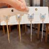 Shiny Zircon Long Pendant Earrings Gold Plated Stud Earrings Butterfly Tassel Drop Earrings  Party