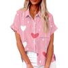 Женская свободная повседневная рубашка с короткими рукавами и отворотом с цифровым принтом и карманом