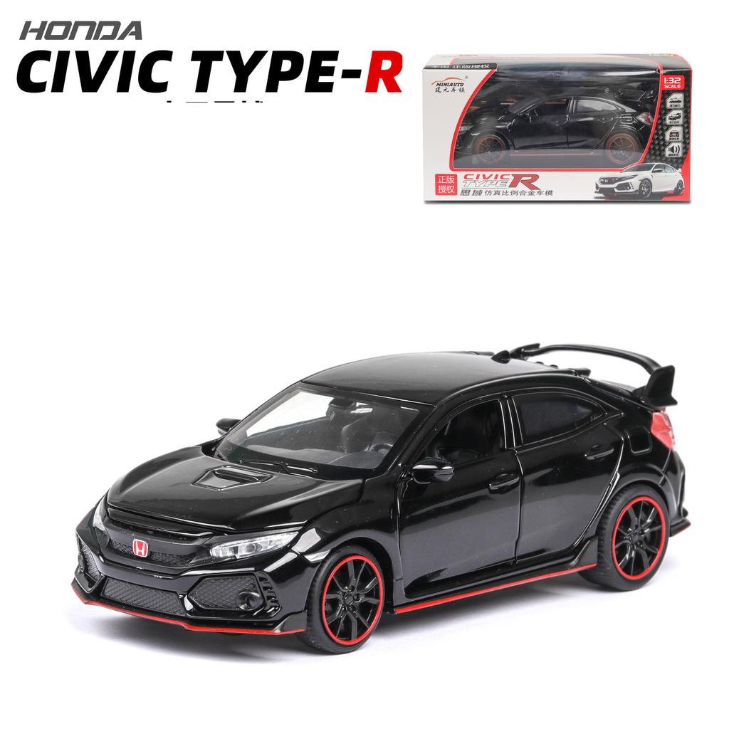 1:32 масштаба 2017 Honda Civic Type-R, литая под давлением модель автомобиля, игрушечный автомобиль с открытыми дверями, свет и звук для детей, мальчиков, девочек, взрослых и мужчин, коллекция