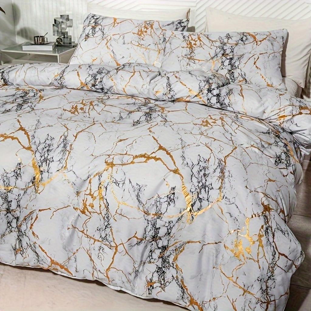 Clasic Hot Stamping Texture 3D Print Beding Set Soft Duvet Cover King Quen Twin Single Sized Dimensions Bithday Gift Bedrom Decoration