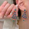 European Style Christmas Tree Earring Zinc Zinc Alloy Xmas Tree Ear Drop Luxurious Ear Pendants  Party