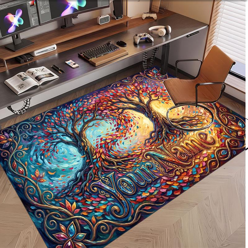 Music General Theme Soft Crystal Velvet Rug Custom Name & Text Print Non Slip Floor Rug for Bedroom Living Room